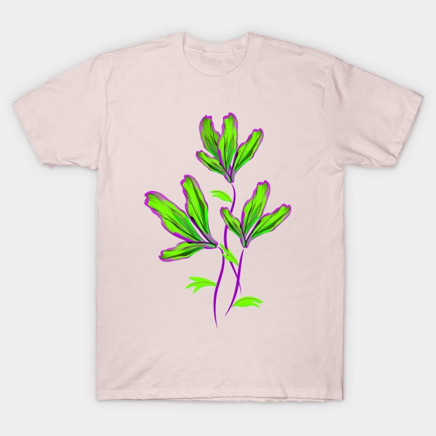 Fluorescent green flowers T-Shirt by Gerchek